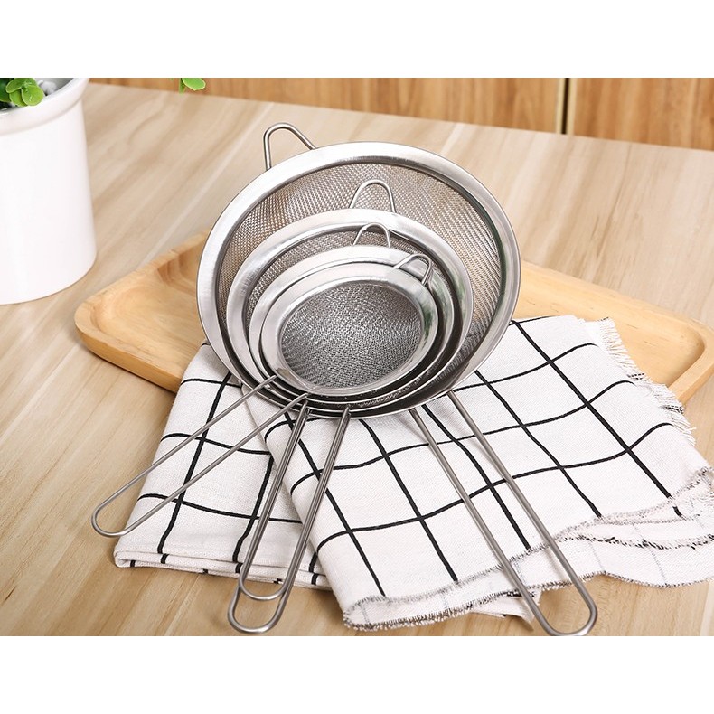 Saringan minyak stainless anti karat 20Cm 18,16,14,12,10,8 CM,Ayakan Tepung kelapa kopi bubuk