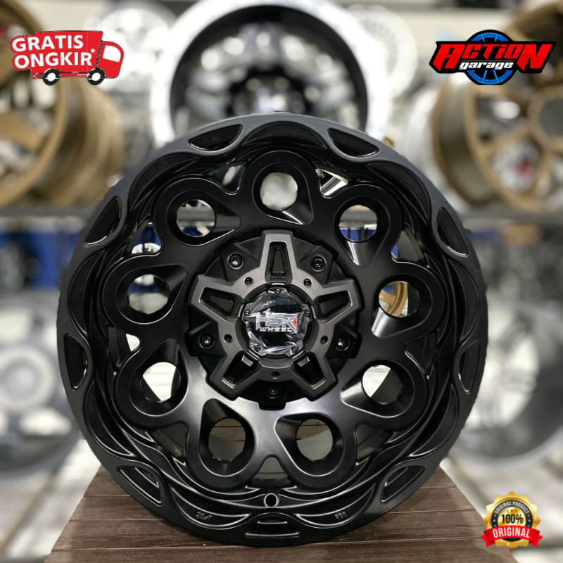 VELG MOBIL HSR WHEEL BAJO RING 16 MODEL OFFROAD WARNA HITAM UNTUK TOYOTA, SUZUKI, MITSUBISHI DLL