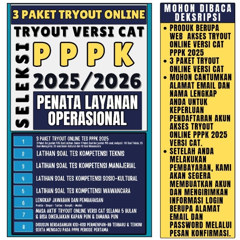 LATIHAN SOAL TRYOUT PPPK PENATA LAYANAN OPERASIONAL 2025/2026