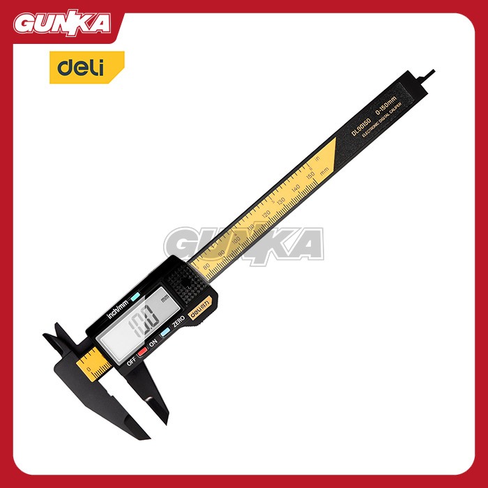 

lastic Digital Caliper (150mm) DELI DLI-EDL90150 Penggaris Sigmat Sikmat Plastik Jangka Sorong Layar