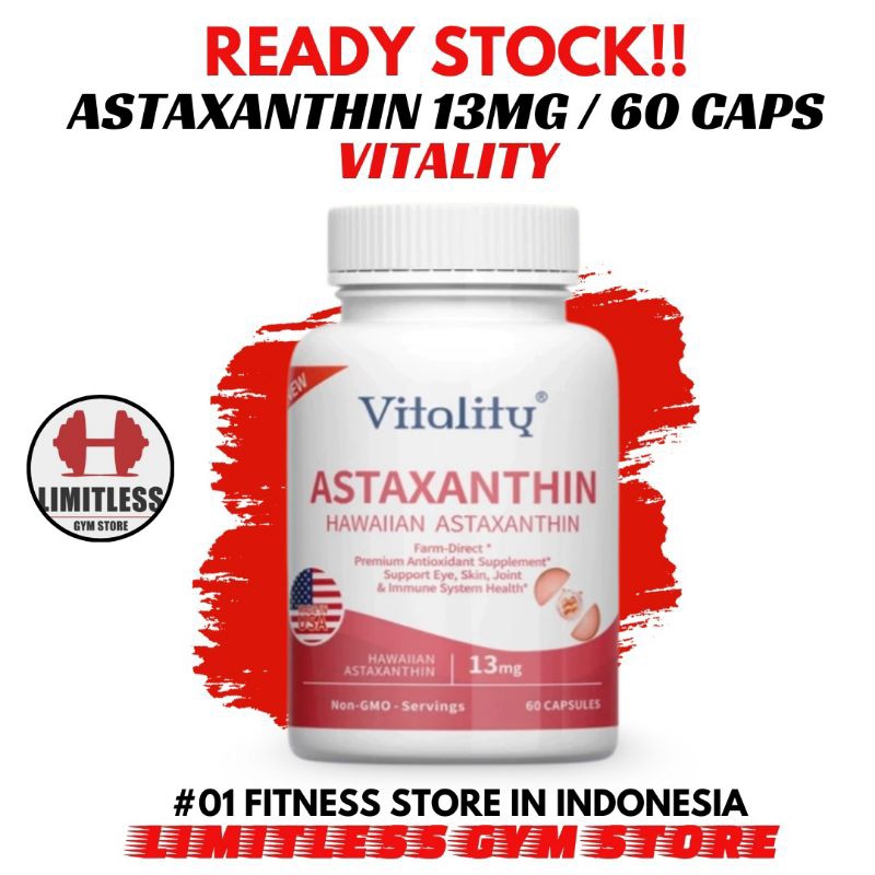 (PROMO) VITALITY USA Premium ASTAXANTHIN 13mg 60 Kapsul Super Antioxidant