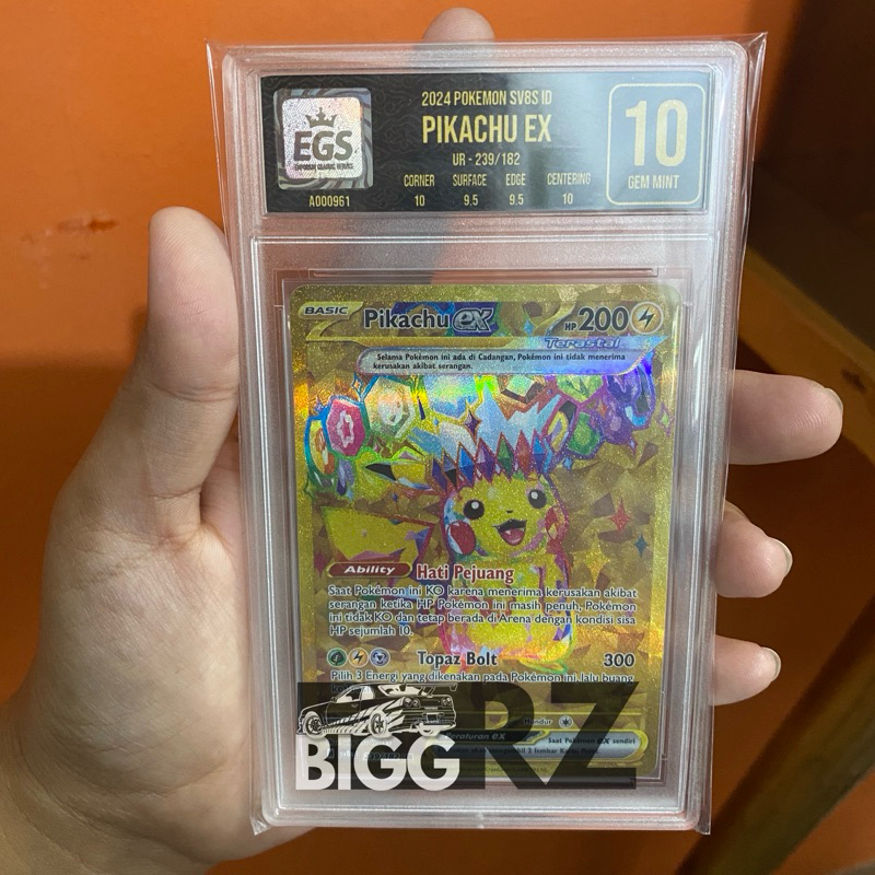 Kartu Pokemon Pikachu ex UR Kilat Rasi Original Indonesia Slab Grading EGS 10 Gem Mint TCG