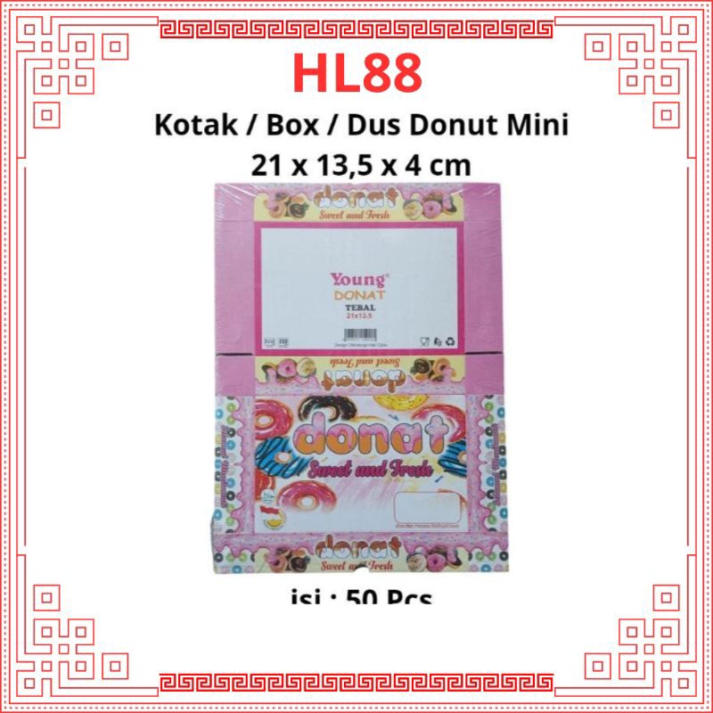 HL88 50 PCS DUS KOTAK DONUT BOX UNTUK 6 DONUT MINI 21 X 13,5 X 4 CM
