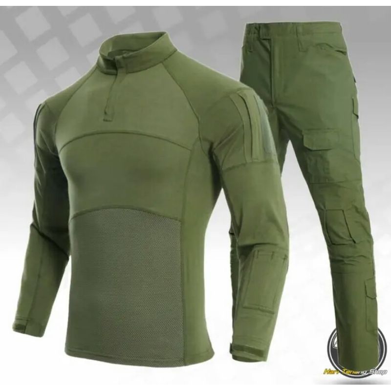 bdu set combat shirt hijau/baju tactical setelan combat shirt baju dan celana