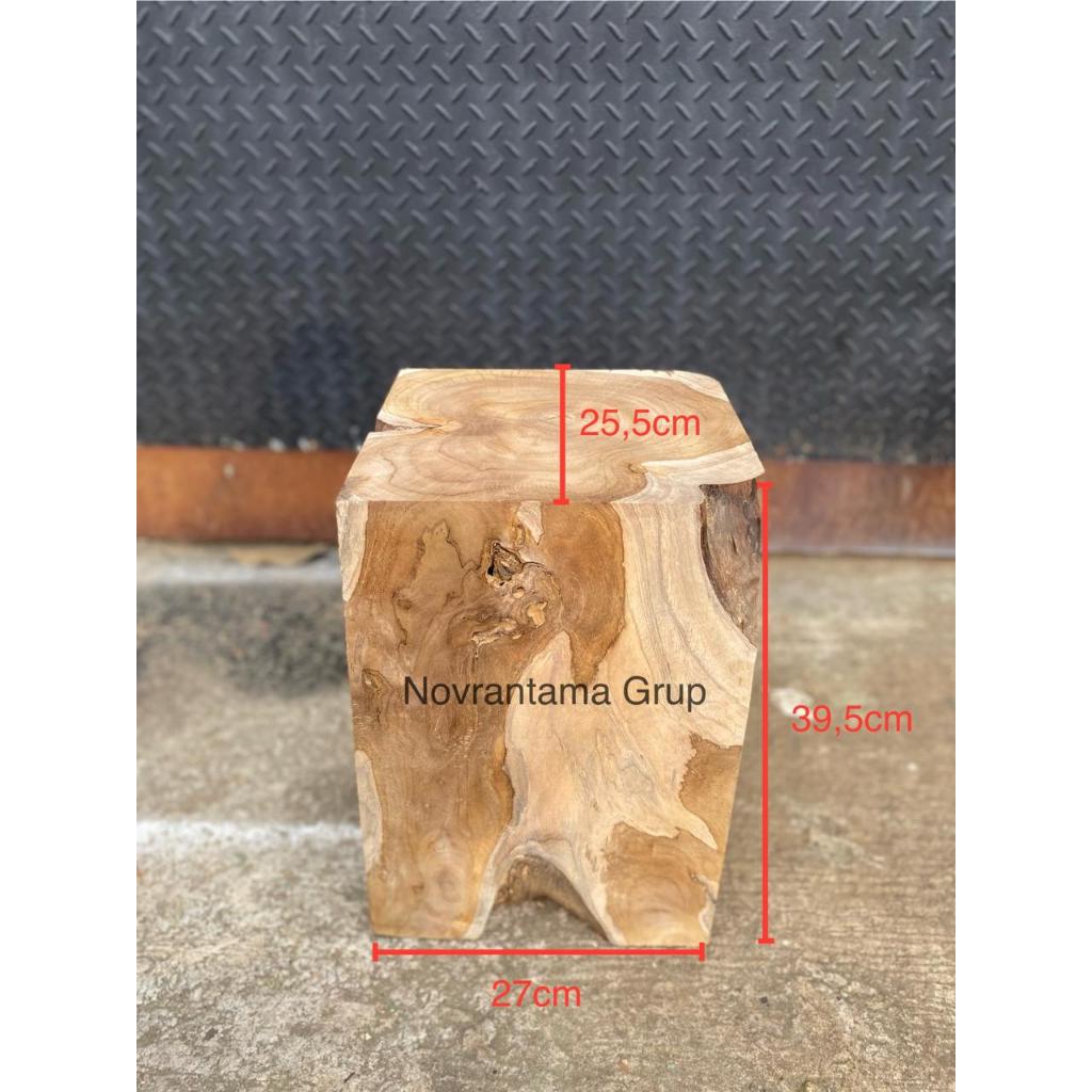 Stool Roodwood  Kotak / Stool Akar Bulat / Stool Jati akar /  Kursi Rustik Jati / Kursi Akar Jati Ko