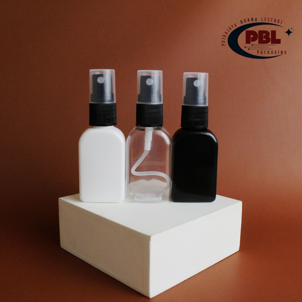 Botol Spray 30ml Kotak PET / Botol Face Mist Spray 30ml Kotak Tebal / Botol Plastik Spray 30ml Kotak