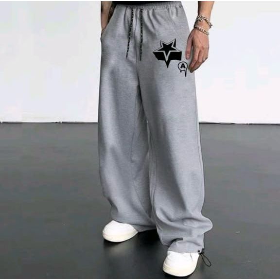 BRIGHT STAR BAGGY PANTS UNISEX BAHAN ADEM DAN LEMBUT - CELANA  FLEECE PRIA & WANITA