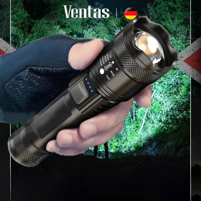 Ventas【COD】Senter LED Super Terang Jarak Jauh Anti Air Senter LED USB Rechargeable Senter