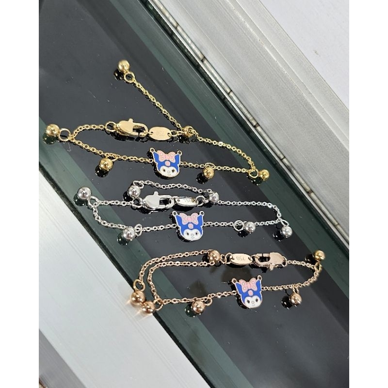 gelang serut titanium kuromi, gelang serut titanium, gelang anak. gelang cap 750