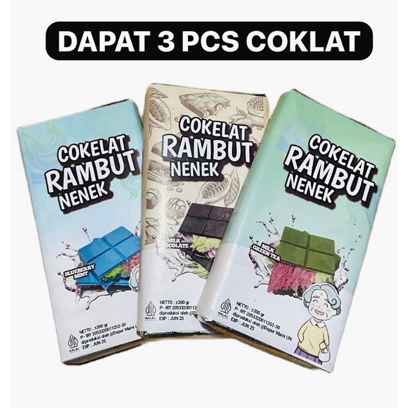 

PAKET DAPAT 3 PCS COKLAT RAMBUT NENEK / ARUM MANIS VIRAL