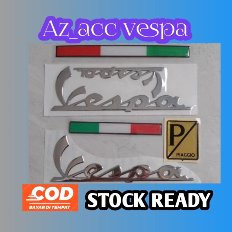 Emblem tulisan logo vespa uwinflyt3 sprint primavera aksesoris vespa smooth zuzu goda greentech akse