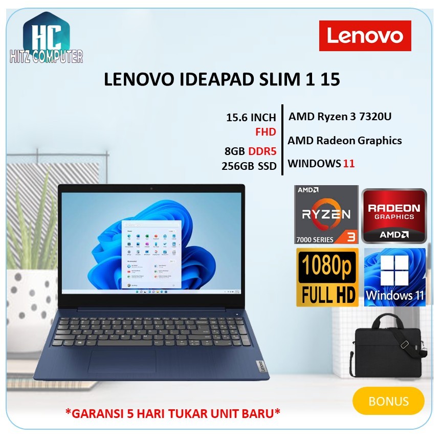 LENOVO IDEAPAD SLIM 1 15 RYZEN 3 7320 8GB 256GB W11 15.6FHD