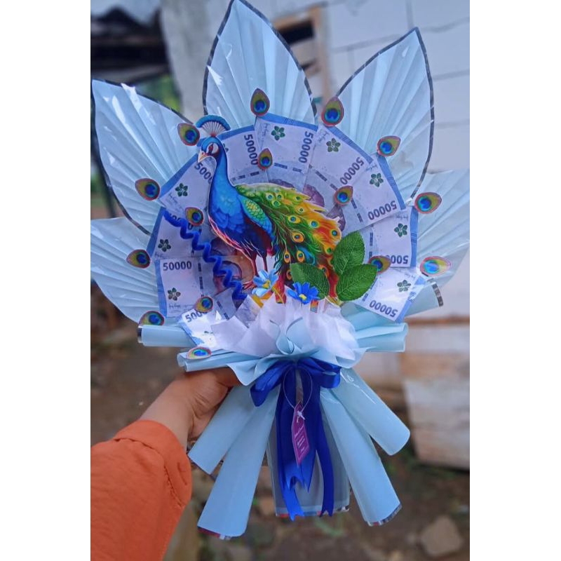 buket uang merak,buket uang kosong