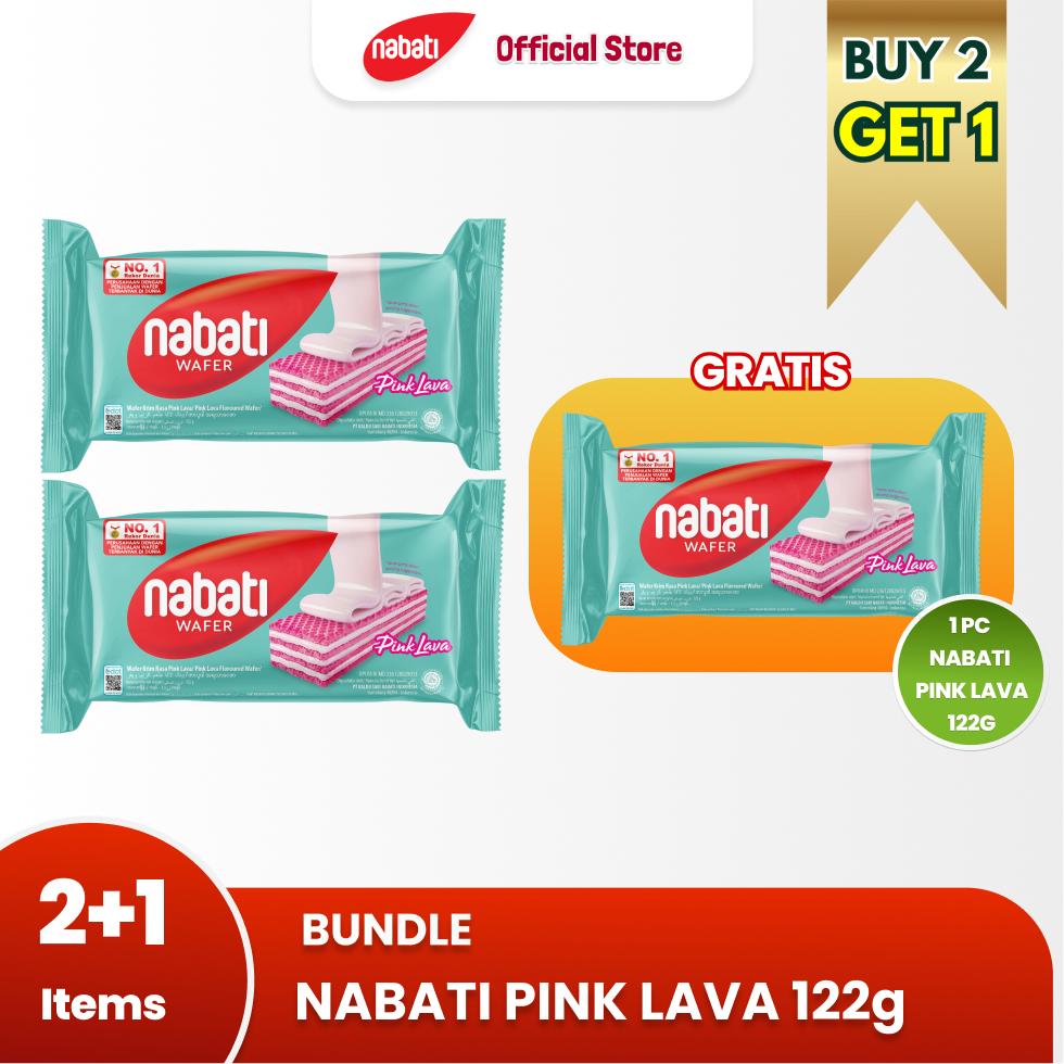 

[Bundle Pack Isi 3] Nabati Wafer Pink Lava 122g