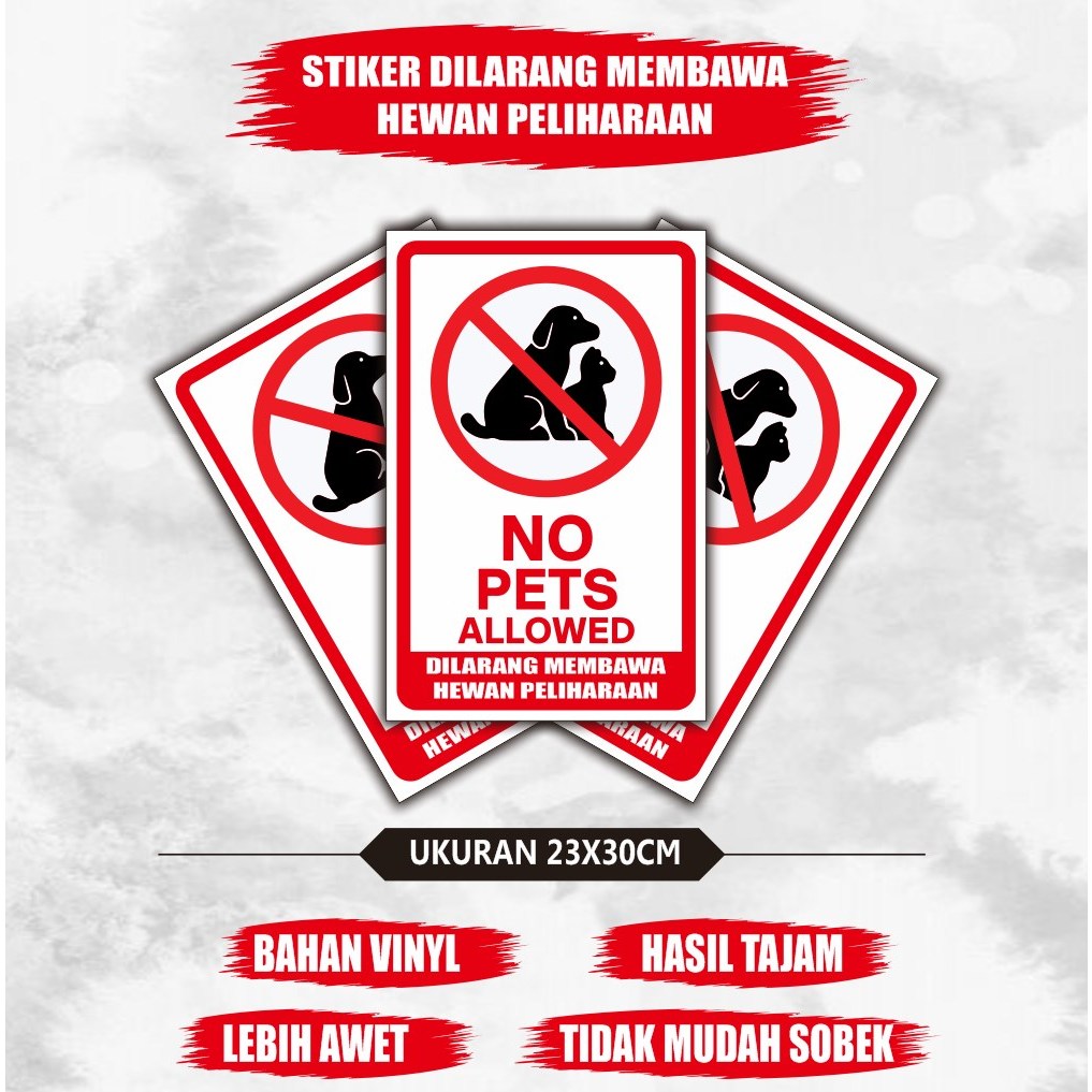 

Stiker vinyl dilarang membawa hewan peliharaan - stiker no pets allowed