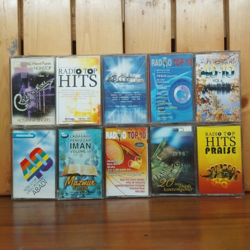 KOLEKSI 10 KASET PITA MUSIK LAGU ROHANI KRISTEN DAN LAINNYA