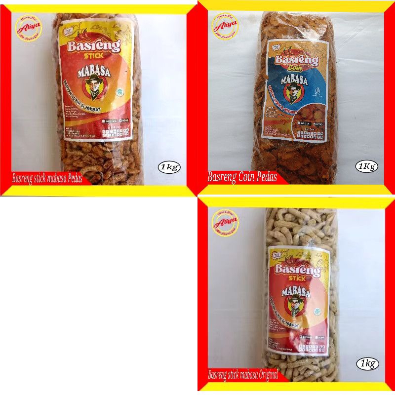 

TERMURAH SNACK CAMILAN Basreng stick MABASA PEDAS / ORIGINAL ( DAUN JERUK 1kg ) / COIN PEDAS MANIS ASIN GURIH 1kg. Camilan enak renyah gurih pedas nikmat.
