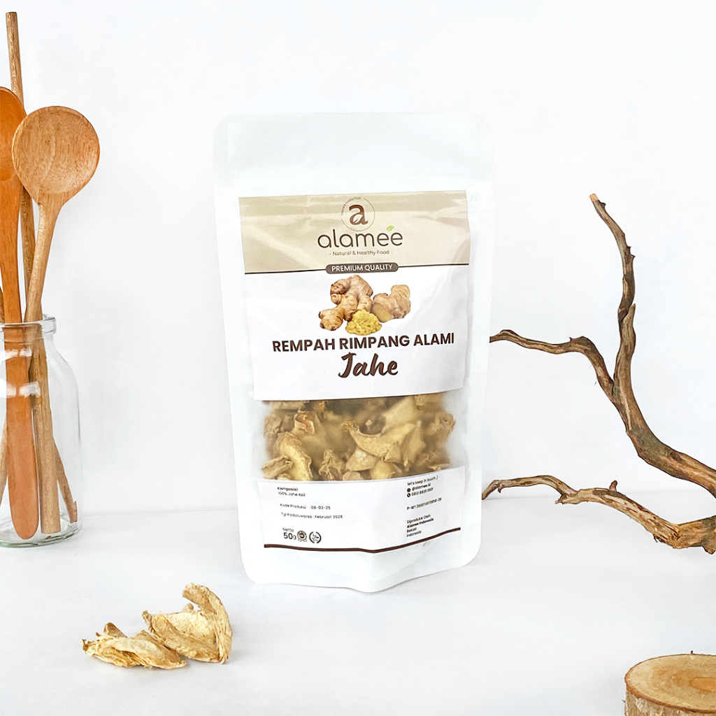 

ALAMEE Jahe Kering Iris Dried Ginger Rempah Rimpang Organik Alami Bumbu Masakan Masak Organic 50g
