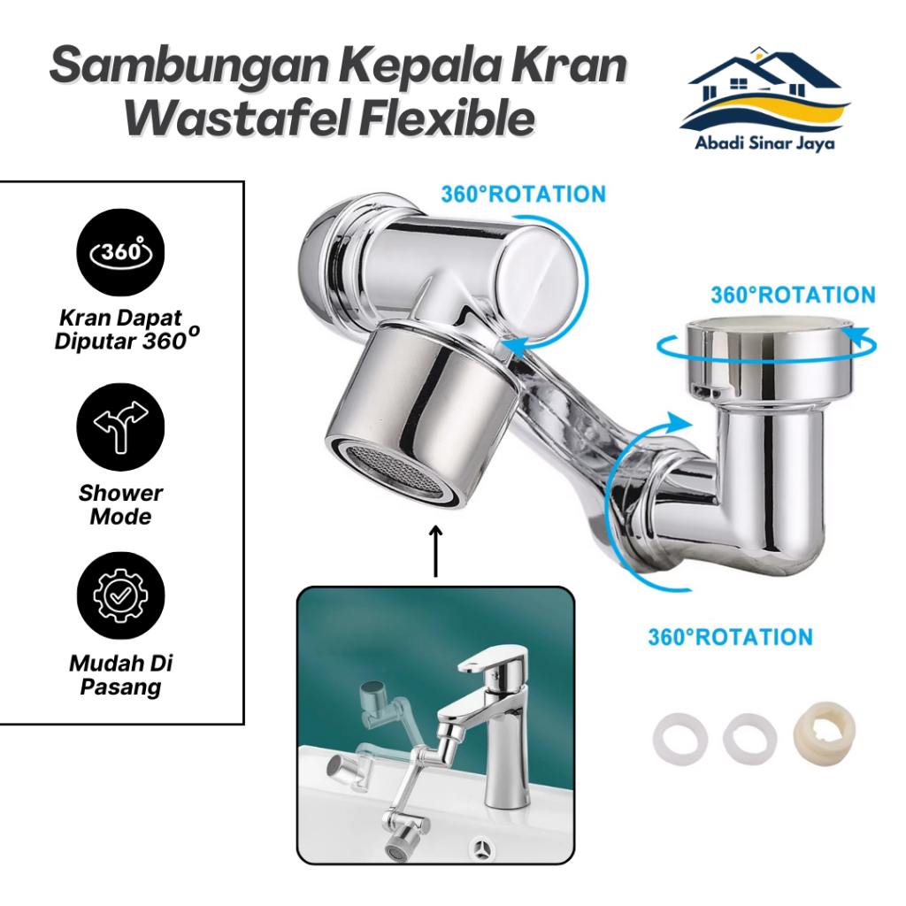 [ASJ] Sambungan Kepala Kran Air Wastafel / Kran Extender Semprotan Universal 1080° Rotasi