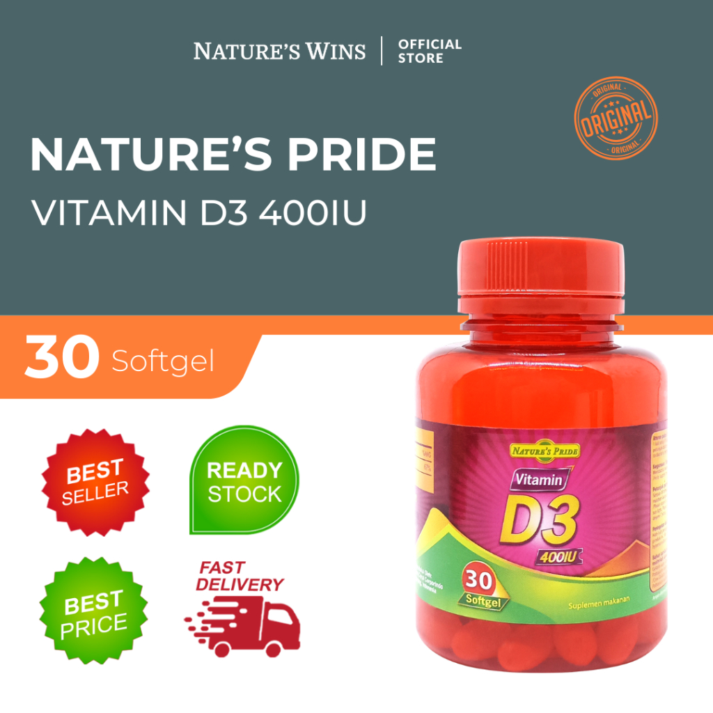 NATURE'S PRIDE VITAMIN D3 400 IU ISI 30 & 100 SOFTGEL - SUPLEMEN KESEHATAN