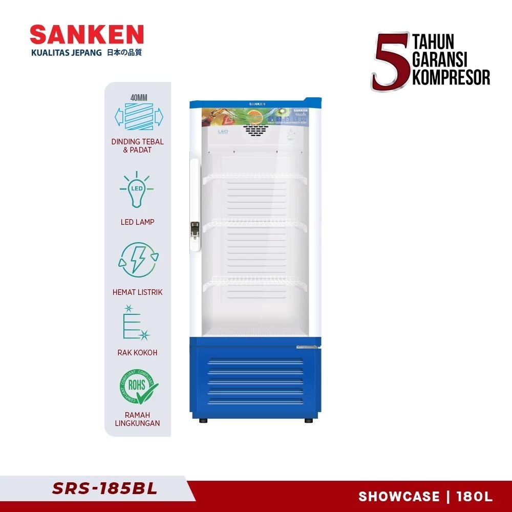 SANKEN  Showcase Sanken 180L SRS-185 BL Pendingin Minuman