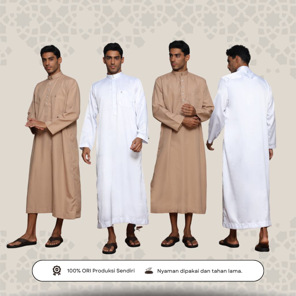 Baju Gamis Pria Remaja Dan Dewasa Jubah Laki Laki Lengan Panjang Hitam Putih Warna Polos