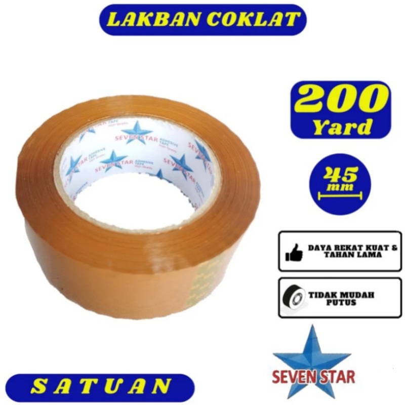 

SEVEN STAR Isolasi Lakban Coklat 200 Yard Super Tebal 48mm