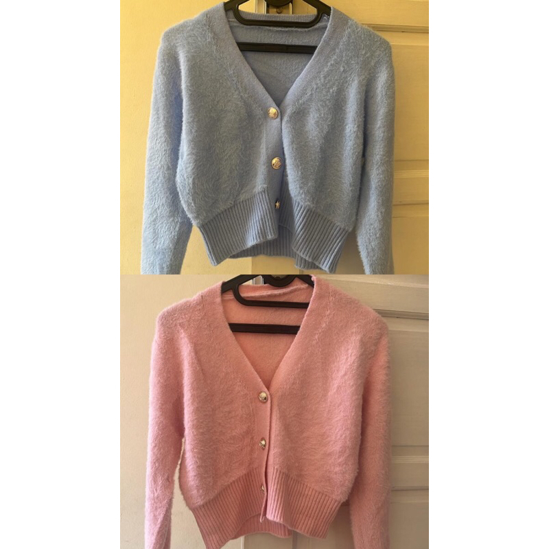 Cardigan fuzzy bulu halus