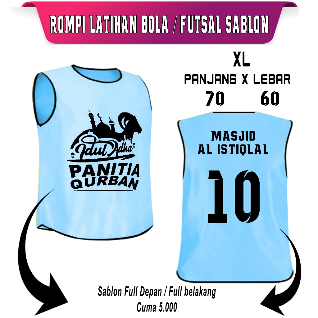 Rompi Bola - Rompi Futsal UK XL Plus Custom Sablon 1 Warna