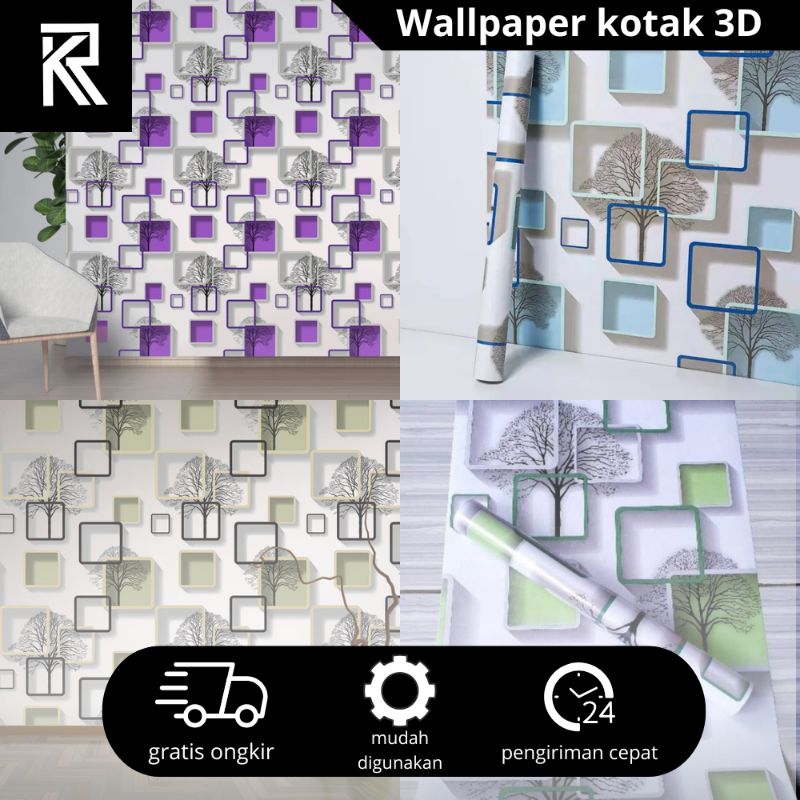 Wallpaper stiker dinding  premium wall stiker aesthetic stiker dinding all motif kotak