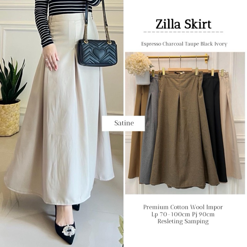 ZILLA OFFICE SKIRT ROK KATUN WOL ROK KERJA WANITA PLISKET