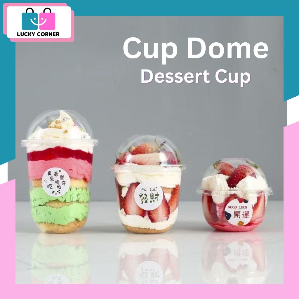 Cup Dome Bulat Dessert Cup / Cup dessert korean / Gelas Plastik PP OvaL 10oz Plastic Cup PP 10 oz U 