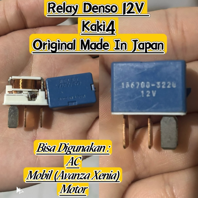 Relay DENSO Original - 12v kaki 4 Biru RELAY 4 PIN 12V AVANZA DENSO BAGUS BERKUALITAS rellay ac dens