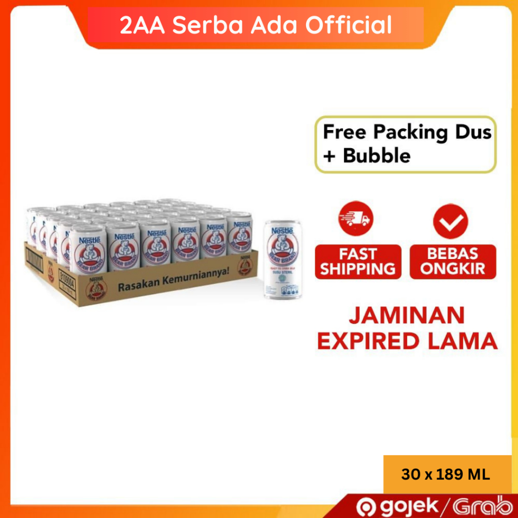 

Bear Brand Susu Beruang Susu Steril 189 ML 1 Dus isi 30 Kaleng