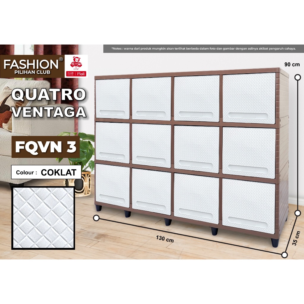 CLUB Fashion Quatro Ventaga - Kabinet Plastik TV Susun - Lemari Plastik Serbaguna Kuat - Almari Baju
