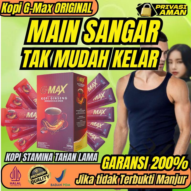 

KOPI G-MAX ORIGINAL KOPI STAMINA PRIA KUAT TAHAN LAMA SEMALAMAN ORIGINAL BPOM GMAX KOPI EXTRA GINGSENG 10 SASET RASA GULA AREN