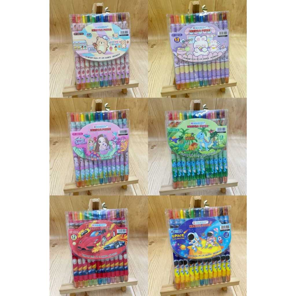 

Harga (1packs /12pcs ) Crayon Krayon Putar 12 Warna Panjang 17cm CP-SQ12L SQUEEZY