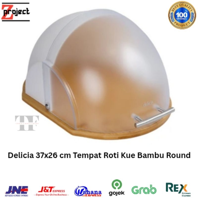 DELICIA 37x16 cm Tempat Roti Kue Bulat / Bread Box Round Delicia / Tempat Roti Bambu Round Delicia /