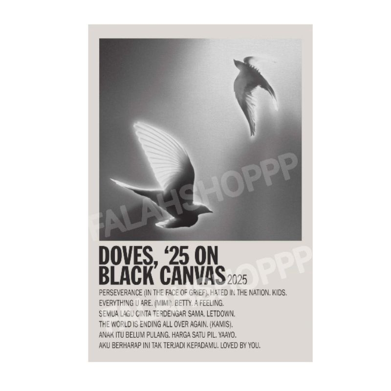 Poster Mini Album Doves, 25 On Black Canvas - Hindia