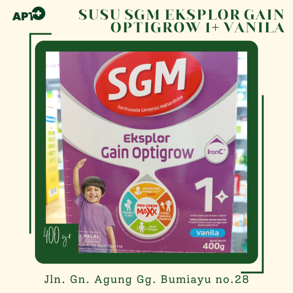 

SUSU SGM EKSPLOR GAIN OPTIGROW 1+ VANILA 400 GR