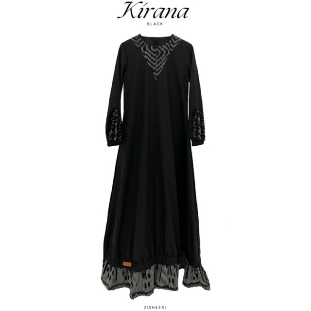 Zisheeri Kirana Gamis Tenun Premium Warna Teratoca & Black - Size XS-5XL Custom