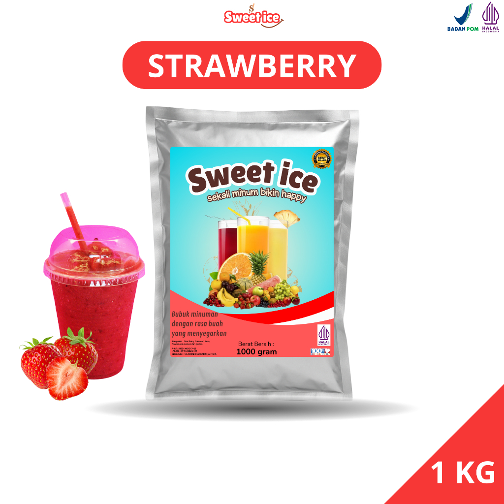 

Bubuk Minuman STRAWBERRY 1kg / Serbuk STROBERI / Bubuk Instan Kekinian Rasa STRAWBERRY Powder 1Kg