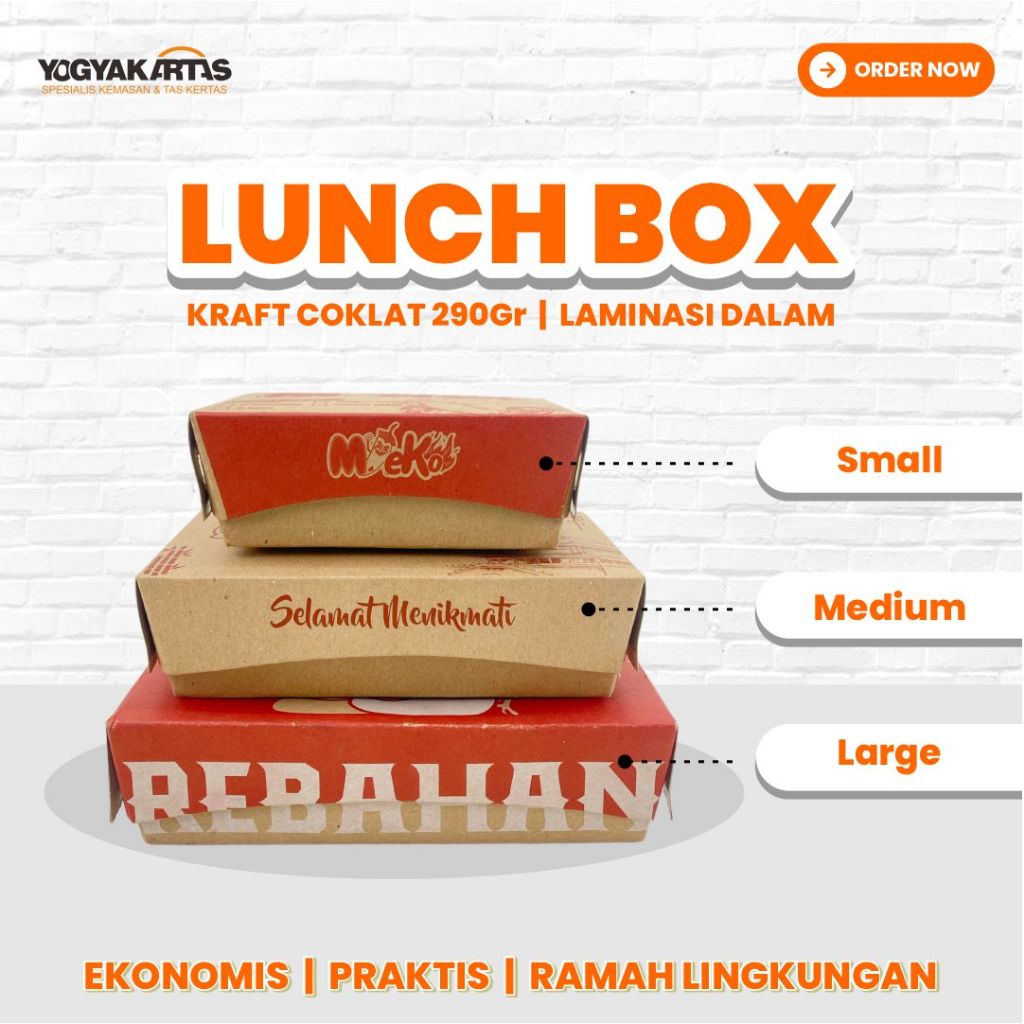 

PAPER LUNCH BOX CUSTOM (S, M, L) | KEMASAN MAKANAN CETAK LOGO |