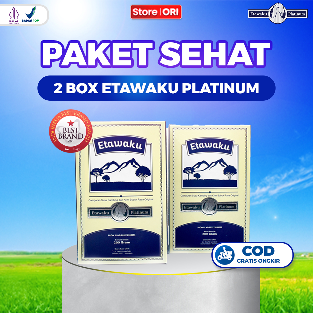 

Etawaku Platinum 2 BOX Susu Kambing Etawa Bubuk Murni Rendah Gula Tinggi Kalsium Menjaga Kesehatan Atasi Gangguan Pernafasan