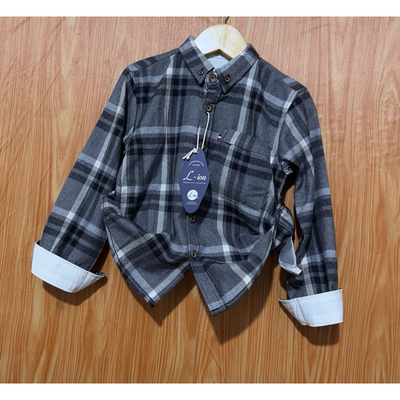 Kurta anak kerah bulat flanel