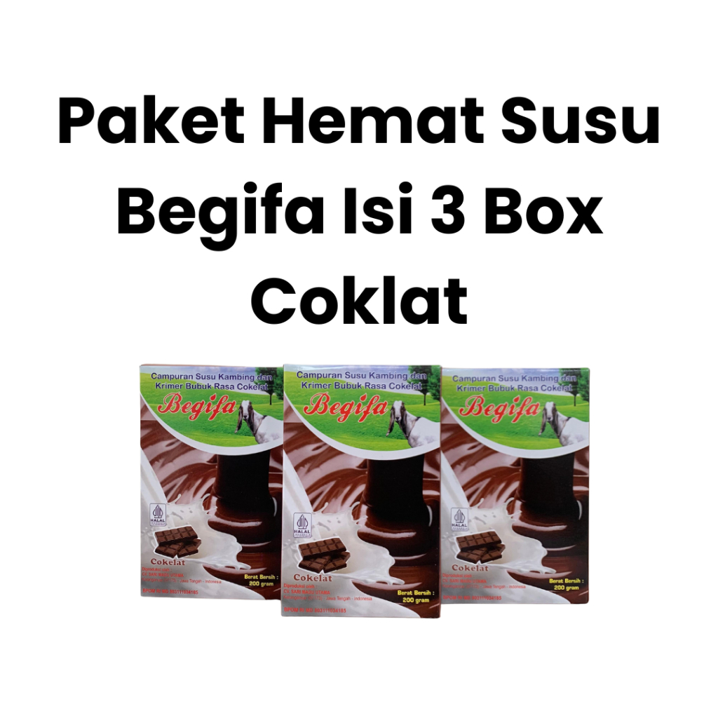Paket hemat 3 box begifa rasa coklat - susu kambing etawa bubuk @200gram - susu kambing etawa bubuk 