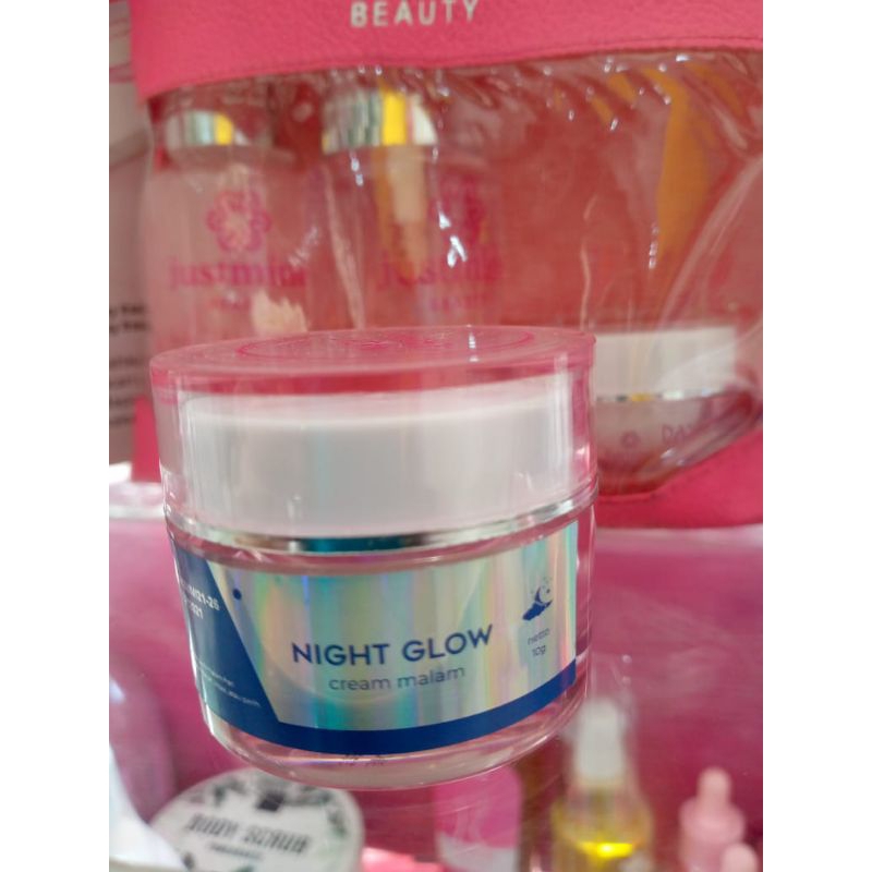 ORIGINAL JUSTMINE KRIM MALAM KLINIK BPOM GLOW REMOVE ACNE JELLY ACNE MORE PAKET SKINCARE JUSTMINE EC