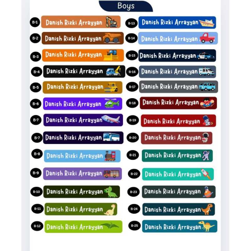 

Stiker nama waterproof anti air