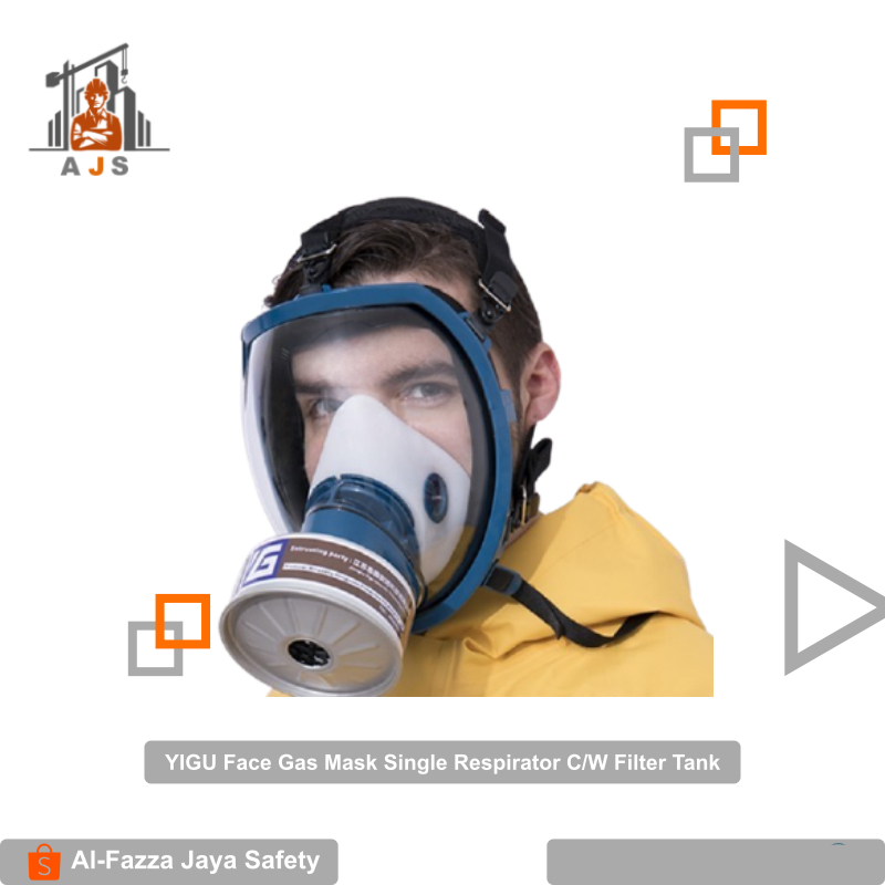 YIGU Face Gas Mask Single Respirator C/W Filter Tank - Masker Respirator Carbon Active Filter Tank