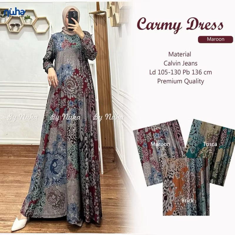 COD= NO CANCEL• Carmy Dress by Nuha• Maxi Dress Calvin Jeans Motif Melar Adem